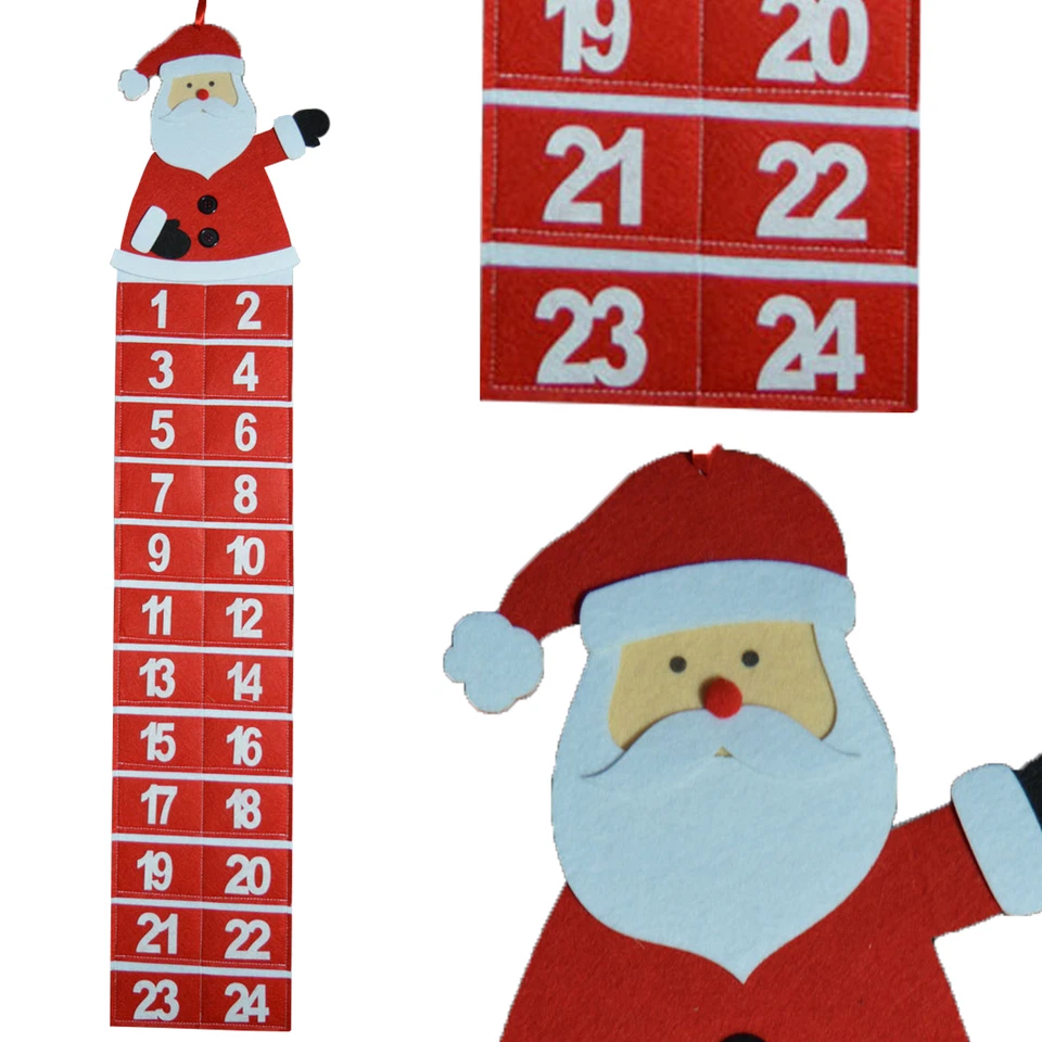 Christmas Santa Felt Hanging Advent Calendar Add Your Own Treats