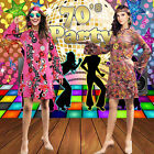 Costumes hippies Yoomnol années 60 années 70 robe collier boucles d'oreilles femmes tenue disco fête