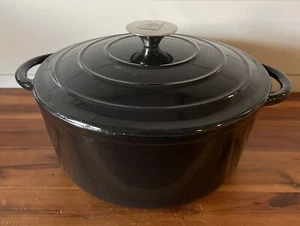 Wolfgang Puck Black Enamel Cast Iron 10" Diameter Dutch Oven Covered Pot - Picture 1 of 10