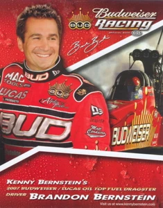 2007 Brandon Bernstein Budweiser Top Fuel NHRA Hero Card - Picture 1 of 1