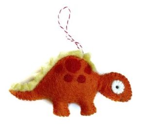 Stegosaurus Ornament Dinosaur Orange Wool Felt Christmas Decor Fair Trade - Picture 1 of 2
