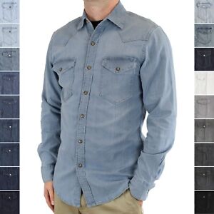 Wrangler Men's Barstow Western Shirt Long Sleeve, 2-Pocket, 100% Cotton, Snap-Up