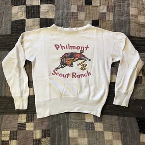Vintage 50’s 60’s Philmont Scout Ranch Cotton Sweatshirt BSA White Grey Faded - Picture 1 of 22
