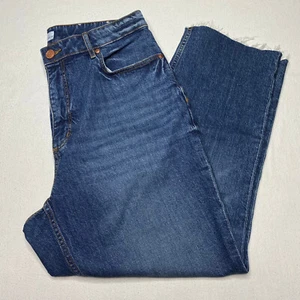 LOFT Womens Jeans sz 12 Medium Wash Stretch Curvy High Waist Straight Crop New - Picture 1 of 24