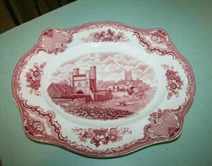 Johnson Bros Pink Old Britain Castles 13" Oval Platter Plate Cambridge 1794 - Picture 1 of 3