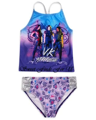 Traje de baño para niñas Disney Descendientes Tankini talla 4 5 6 7 8 UPF 50+ conjunto de 2 piezas nuevo con etiquetas Foto 1 de 2