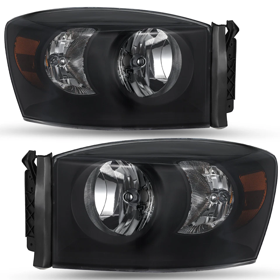 Pair Black Housing Headlights For 06-08 Dodge Ram 1500 2006-2009 Ram 2500 3500 - Изображение 1 из 4