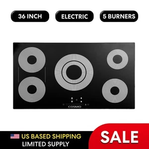Cosmo 36 in. Electric Ceramic Glass Cooktop with 5 Burners, Triple Zone Element, - Picture 1 of 13