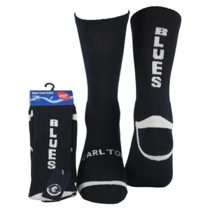 Carlton Blues Official AFL Youth & Adult Sport Crew Socks Cotton/Nylon/Elastane - Picture 1 of 4