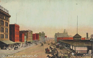 BALTIMORE MARYLAND, EAST PRATT STREET, HISTORIA DE DISTURBIOS, LEIGHTON VALENTINE C 1910 - Imagen 1 de 2