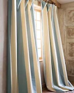 100% Silk taffeta stripe lined drape Hampton (Pair) - Picture 1 of 18