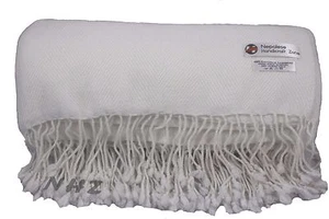 Himalayan Cashmere~Throw~Natural White Color~Blanket~54"x108"~Hand Made in Nepal - Picture 1 of 5