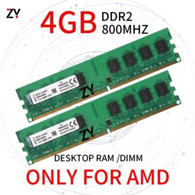 Per Kingston 8GB 2x 4GB 2GB 1GB DDR2 800MHz ONLY AMD PC Desktop Memoey RAM IT - Immagine 1 di 4