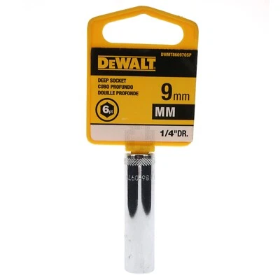 DeWALT DWMT86097OSP 9mm Deep Metric Chrome Socket, 1/4" Drive, 86-097D 6-Point - Image 1 of 4