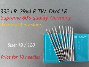 332 LR 29x4 R TW DIx4 LR, S=19/120 Cuero Punta Indus Agujas de coser Singer 29K - Imagen 1 de 4