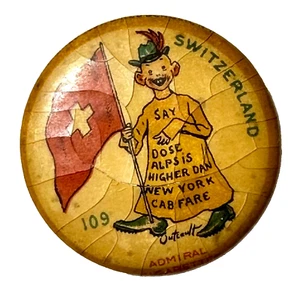 189 Alto Almirante Cigarrillo Amarillo Niño 109 Bandera Suiza 1.25" Pinback - Imagen 1 de 4