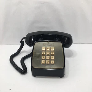 GTE Automatic Electric Telephone Vintage 1980 Push Dial Black Land Line Phone - Picture 1 of 8