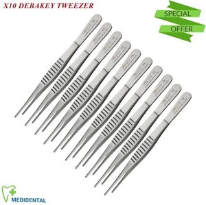 Set of 10 Debakey Tweezers Surgical Dressing Atraumatic Dental Veterinary Forcep - Picture 1 of 5