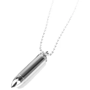 Collana uomo acciaio inox aperta argento pendente proiettile portapillole portapillole gioielli - Foto 1 di 30