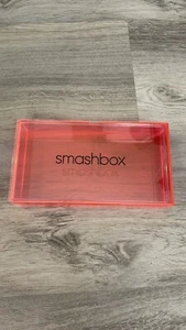 Smashbox Fluorescent Pink Clear Plastic Lid & Black Letters Logo Cosmetic Box - Picture 1 of 5