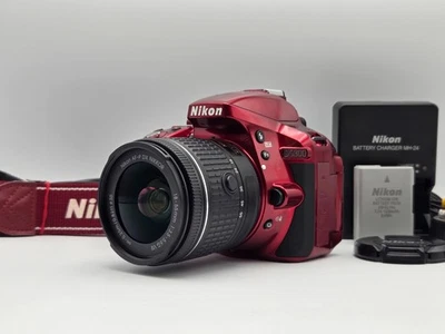 [MINT/ 487 shots] Nikon D5300 Red DSLR Camera + AF-P 18-55mm From Japan - Image 1 of 4