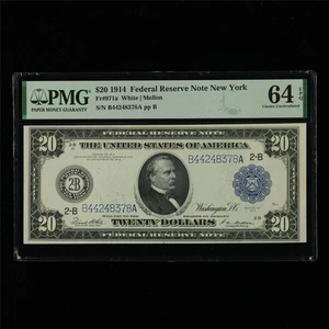 1914 Federal Reserve Note New York 20 Dollars Fr#971a PMG 64 EPQ Choice UNC - Picture 1 of 4
