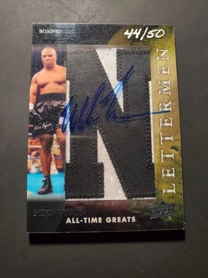 2012 Upper Deck UD All-Time Greats Mike Tyson /50 Lettermen Patch Auto - Image 1 of 4