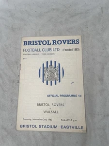 Bristol Rovers Vs Walsall Saturday 2nd November 1963 Programme - Picture 1 of 2
