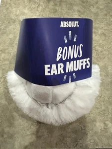 Absolut Vodka Promo Orejeras Blanco Orejeras Calentador Suave Vellón Barra Coleccionable - Imagen 1 de 5