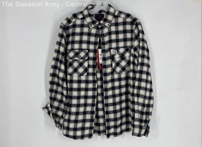 Perry Ellis Mens Black Beige Plaid Pockets Long Sleeve Button-Up Shirt Size M - Image 1 of 4