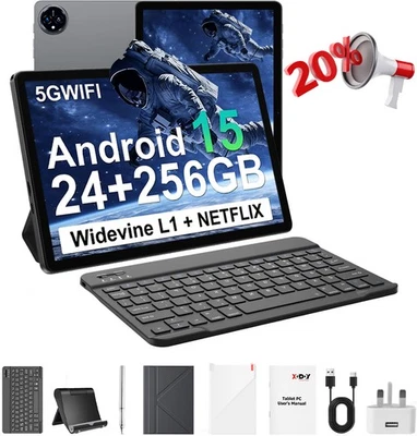 2025 Newest Android 15 Tablet 256GB ROM (1TB TF) 11inch WiFi 8000mah Dual Camera - Image 1 of 4