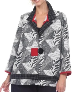 Chaqueta MOONLIGHT Y&S Design XXL Jacquard Negro Estampado Mixto Medios Un Botón - Imagen 1 de 6