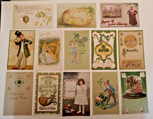 Hermoso LOTE de 13 Postales Antiguas LASS, TRÉBOLES DÍA DE SAN PATRICIO IRLANDESAS - Imagen 1 de 18