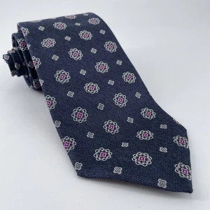 Vintage Brooks Brothers Silk Tie Necktie Navy Floral Medallion 58" USA - Picture 1 of 6