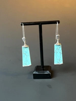 Robert Lee Morris RLM SoHo Faux  Turquoise Silver  Dangle Drop 3 Inch Earrings - Image 1 of 4