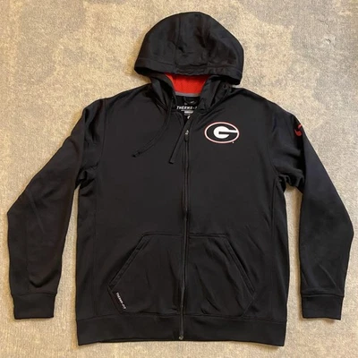 Georgia Bulldogs Sudadera con Capucha Cremallera Completa Para Hombres Grande Negra NCAA Fútbol Nike Ajuste Térmico Foto 1 de 4