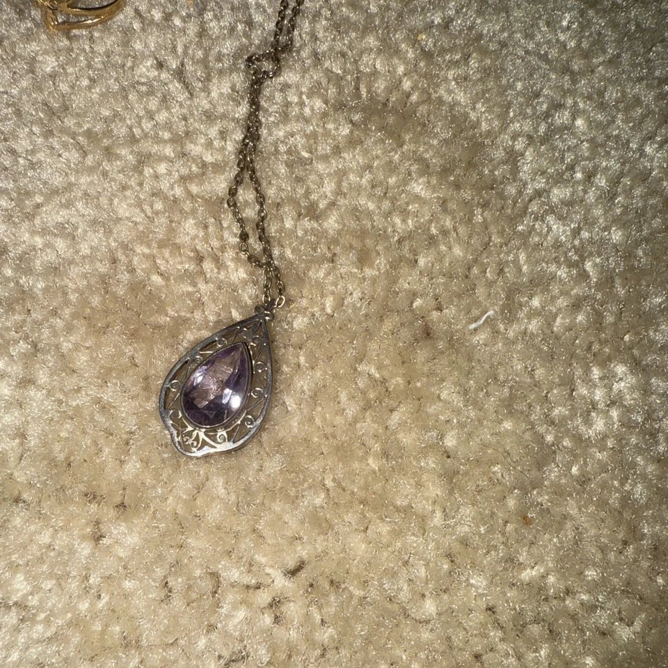 Collar de piedras preciosas de amatista de plata de ley 925 Foto 1 de 2