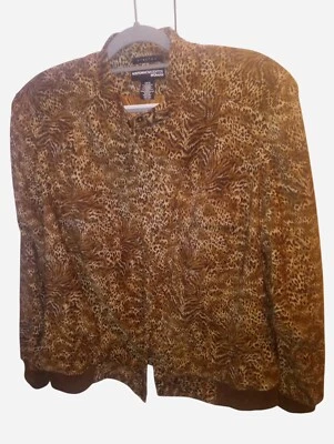 Chaqueta Bomber Norton McNaughton Mujer Talla 18W Elastizada Marrón Forrada Estampado Animal Foto 1 de 4