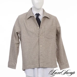 NWT NN07 No Nationality Ecru Mocha Houndstooth Flannel Overshirt Shacket L NR - Picture 1 of 11