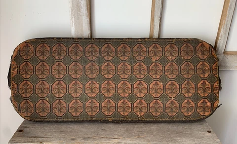 Antique Victorian Fleur De Lis Beaded Foot Prayer Stool Kneeling Bench American Cover