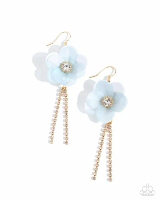 Paparazzi Serene State of Mind -Azul- Gema Branca -Lantejoulas Azuis - Brincos - Imagem 1 de 2