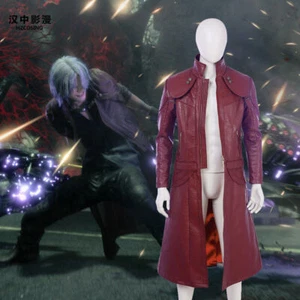 HZYM Devil May Cry V 5 Dante DMC 5 Cosplay Leather Long Jacket Coat Outwear - Picture 1 of 6