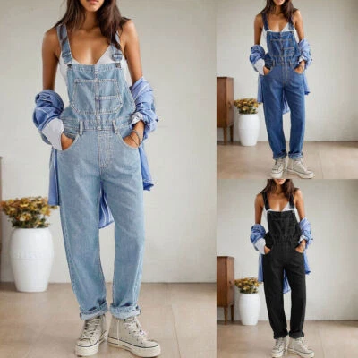 2025 Damen Jeans Denim Jumpsuit Trägerhose Overalls Freizeit Latzhose Jeanshose - Bild 1 von 4