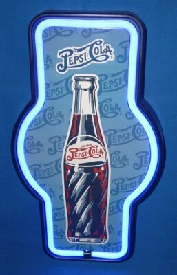 Pepsi Cola Double Dot Bottle Blue LED Light Up Sign Looks Just Like A Neon NEW. - Image 1 of 4