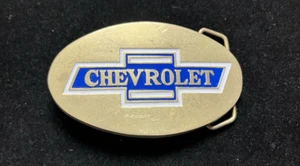 Vintage SOLID BRASS CHEVROLET OVAL BOWTIE BELT BUCKLE Taiwan 1979 Baron Buckle - Picture 1 of 8