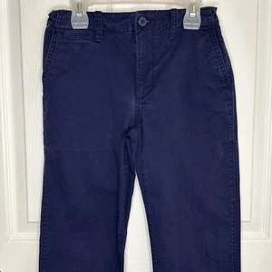 Gap Kids size 14 Flat Front Navy Chino Khaki Pants Adjustable Waist - Picture 1 of 11