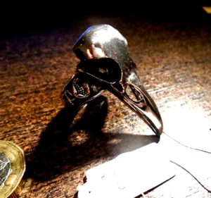 silber Vogelschädelring, nicht verstellbar Gothic/Wicca Handarbeit Statement Ring - Bild 1 von 11
