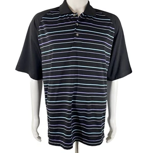 Camisa polo Lone Cypress para hombre L negra a rayas rendimiento golf por Pebble Beach - Imagen 1 de 18