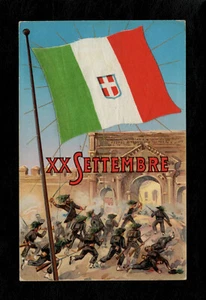 Cartolina XX settembre Breccia di Porta Pia - Bandiera stoffa Croce Sabauda - Foto 1 di 2