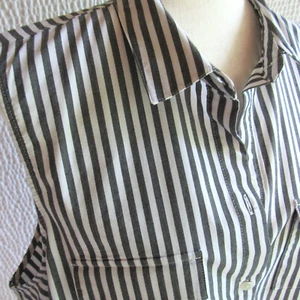 J Jill XL Tall Shirt Top Damen grau weiß schlankmachend Streifen Knopfleiste ärmellos - Bild 1 von 8